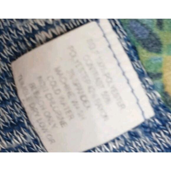 Poeme By Citron Women Size Small Blue Colorful Mixed Media 3/4 Sleeve Blouse USA - Picture 5 of 6